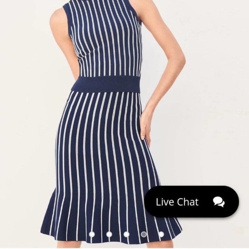 Michael Kors Midi Striped Navy Skirt Small